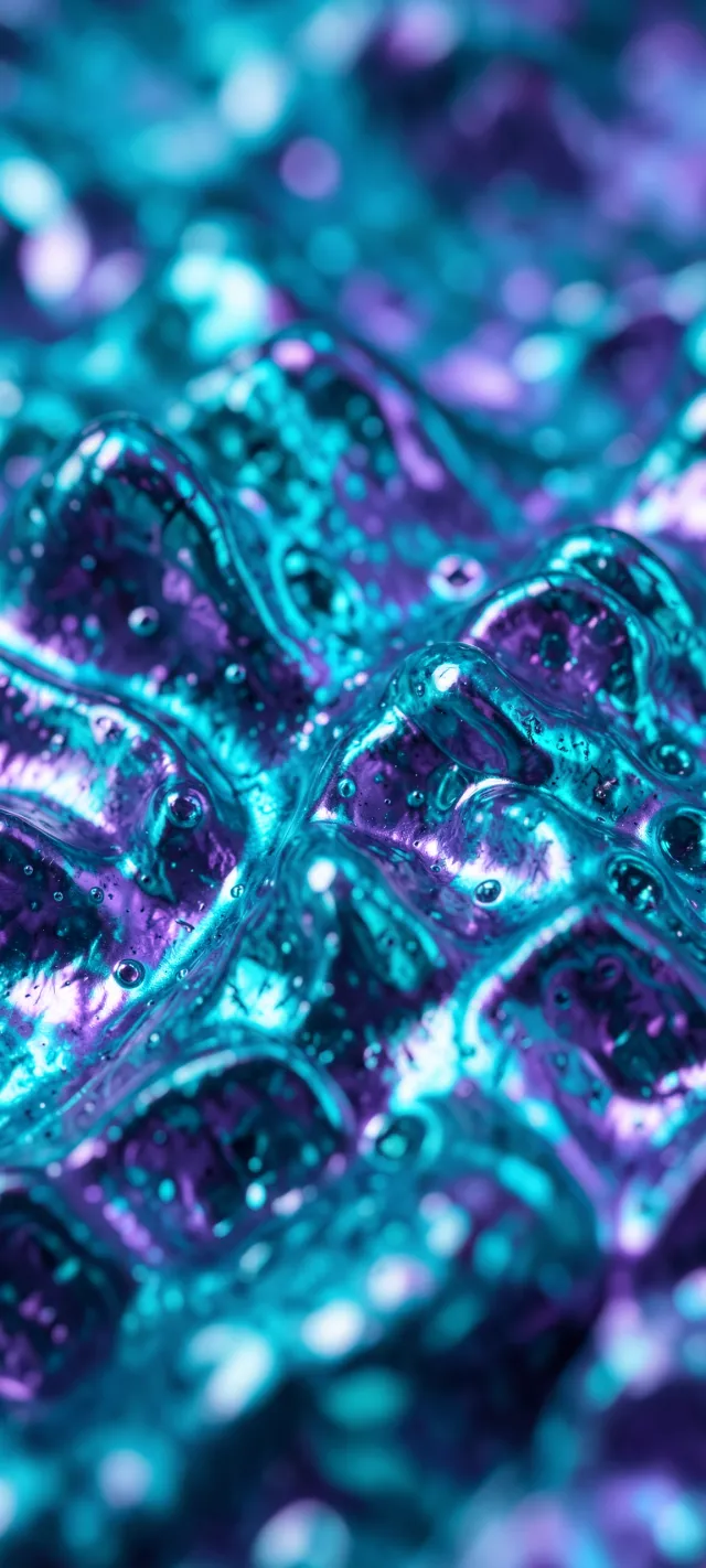 Cyan And Purple Liquid Metal Surface