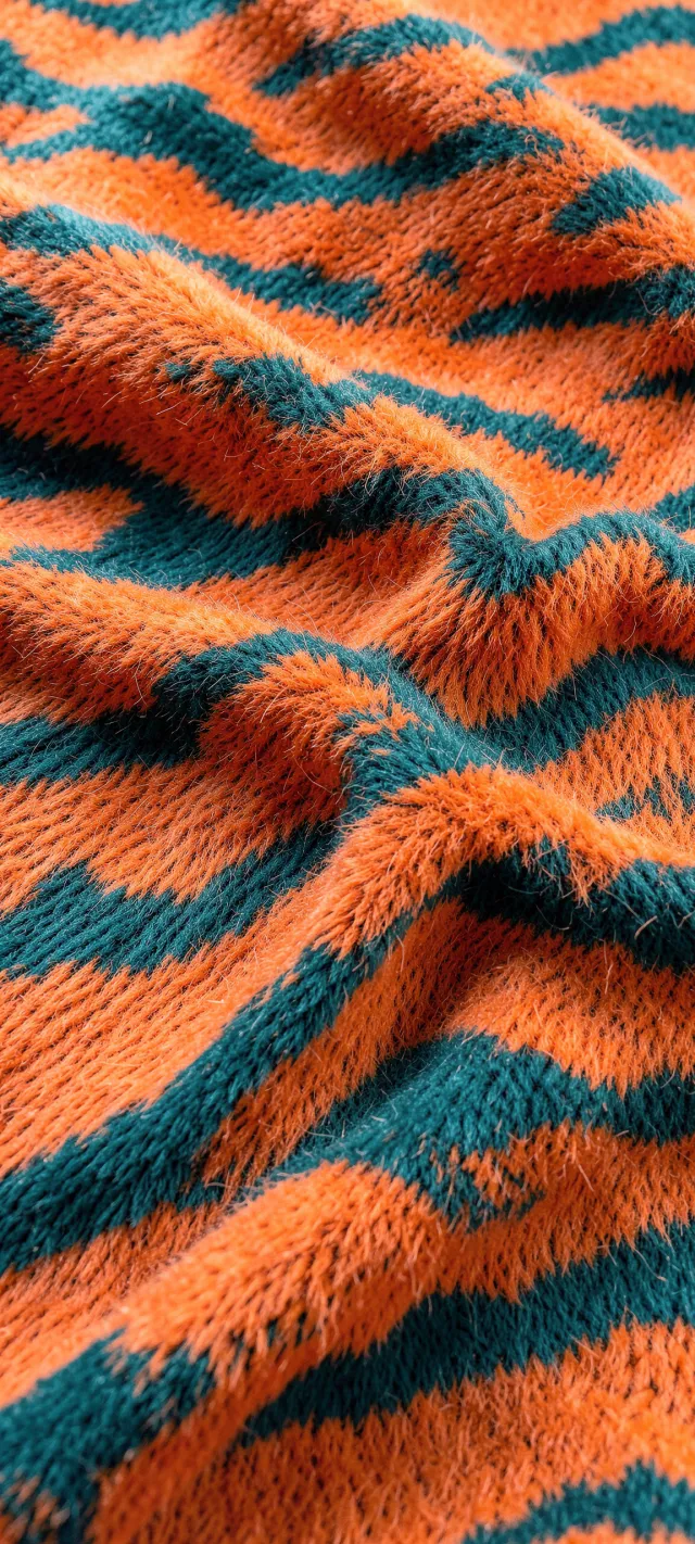 Vibrant Teal and Amber Faux Fur Waves
