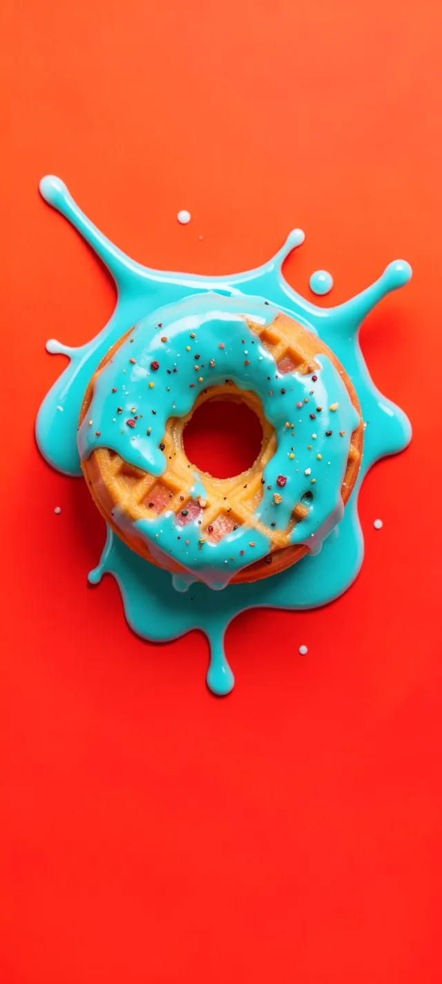 Cyan Glaze Drowning a Golden Waffle