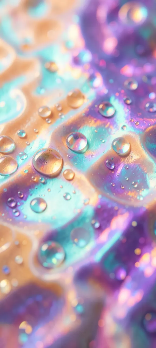 Iridescent Droplets on Shimmering Surface