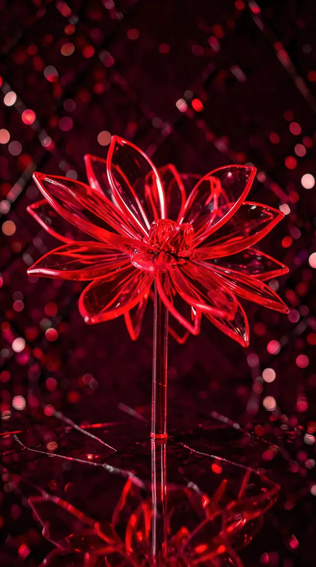 Crimson Glass Bloom in Velvet Shadows