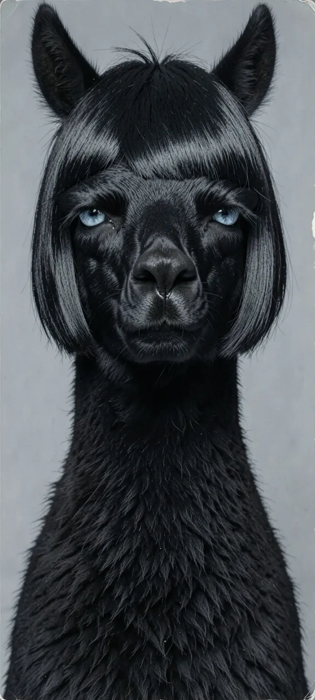 Sleek Dark Animal Portrait With Bangs